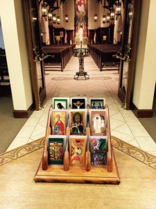 Enjoy the new Prayer Card holder commissioned by Tiffany and Michael Jones, who also supply our prayer cards. Please take cards as useful and use them in prayer.