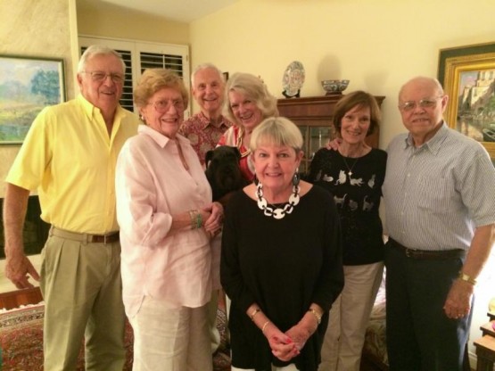 Dinner at the Dini's with Charley Haupt, Linda Harris, Don Harris, Nancy Dini, Jan Haupt, Anne and Robert Herold, with Bob Dini behind the camera!