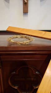 Crown of Thorns and Cross on Altar